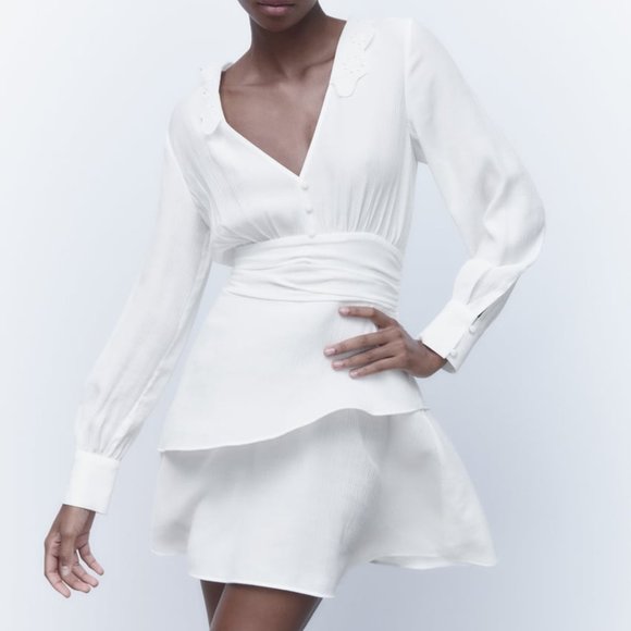 Zara Dresses & Skirts - NWT ZARA V NECK EMBROIDERED MINI DRESS/ZARA CASUAL SUMMER DRESS